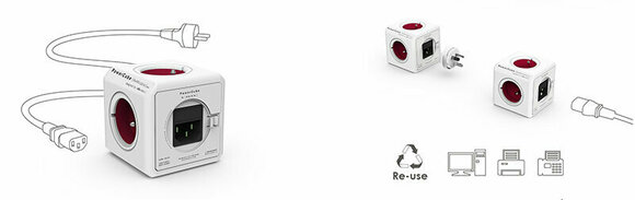 Strömkabel PowerCube ReWirable USB + Travel Plugs Grå 150 cm Gray - 5