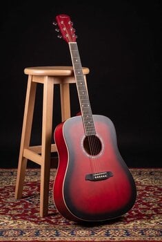 Dreadnought Guitar Pasadena PD-10 Red Burst Dreadnought Guitar - 9