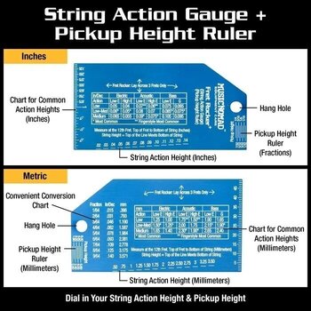 Tool for Guitar MusicNomad MN822 Fret Rocker+ with String Action Gauge/Pickup Ruler Tool for Guitar - 5