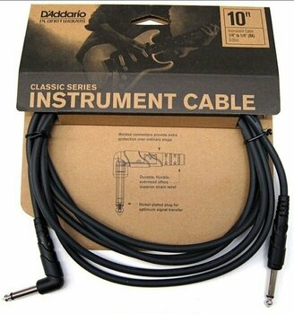 Instrument Cable D'Addario Planet Waves PW-CGTRA-10 Black 3 m Straight - Angled - 3