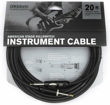 Instrument Cable D'Addario Planet Waves PW-AMSK-20 Black 6 m Straight - Straight - 2