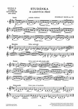 Bladmuziek voor strijkinstrumenten Stanislav Mach Studánka (30 českých lidových písní v úpravě pro sólové housle s doprovodným hlasem druhých houslí) Muziekblad - 3