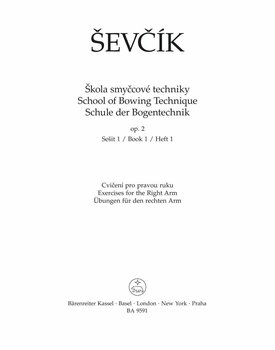 Music sheet for strings Otakar Ševčík Škola smyčcové techniky op. 2, Sešit 1 - Cvičení pro pravou ruku Music Book - 2