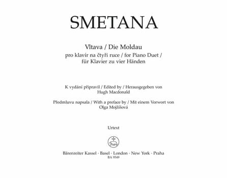 Note za klaviature Bedřich Smetana Vltava pro klavír na čtyři ruce - symfonická báseň z cyklu Má vlast Notna glasba - 2