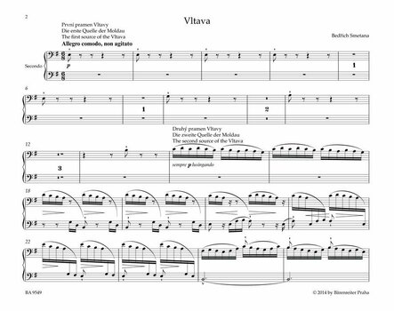 Note za klaviature Bedřich Smetana Vltava pro klavír na čtyři ruce - symfonická báseň z cyklu Má vlast Notna glasba - 4