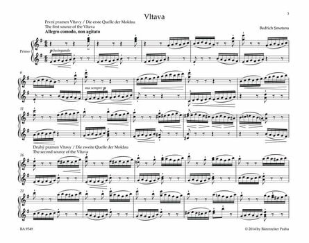 Notblad för pianon Bedřich Smetana Vltava pro klavír na čtyři ruce - symfonická báseň z cyklu Má vlast Musikbok - 5