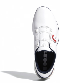 Calçado de golfe para homem Adidas Adipower 4Orged Boa Mens Golf Shoes Cloud White/Collegiate Red/Collegiate Navy UK 12 - 5