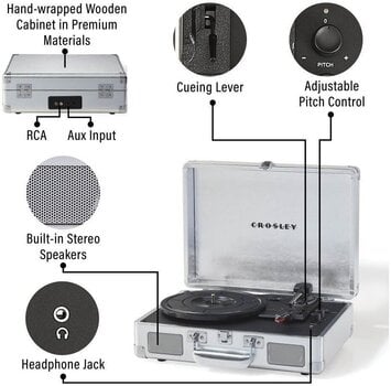 Portable turntable
 Crosley Cruiser Plus Silver Portable turntable - 13