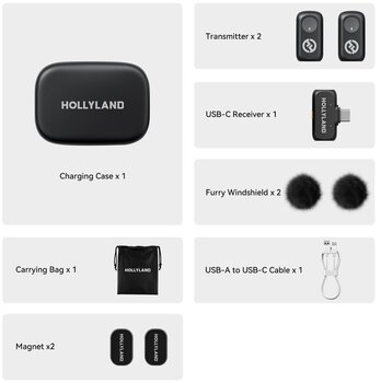 Juhtmeta lavalier-mikrofoni komplekt Hollyland Lark A1 Duo with USB-C RX + Charging Case Juhtmeta lavalier-mikrofoni komplekt - 3
