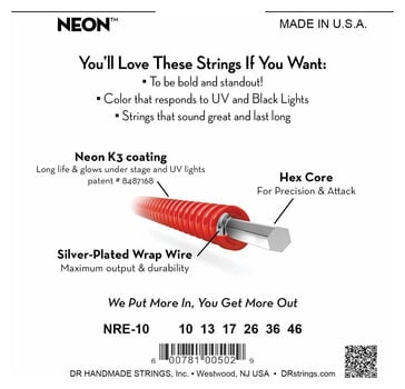 Struny pro elektrickou kytaru DR Strings NRE-10 Neon Struny pro elektrickou kytaru - 4