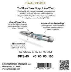 Basģitāras stīgas DR Strings Dragon Skin Plus Coated Steel Bass Strings Medium 45-105 - 2