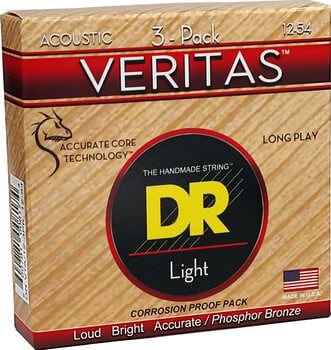 Струни для акустичної гітари DR Strings VTA-12 Veritas 3-Pack Струни для акустичної гітари - 3