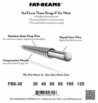 Struny pro 6-strunnou baskytaru DR Strings Fat Beams FB6-30 Struny pro 6-strunnou baskytaru - 4