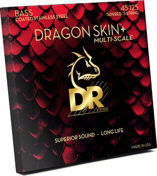 Struny pro 5-strunnou baskytaru DR Strings Dragon Skin+ Coated Steel 5-String Medium 45-125 Tapered Multi-Scale Struny pro 5-strunnou baskytaru - 2