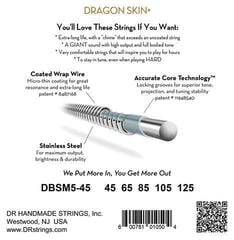 Bassokitaran kielet DR Strings Dragon Skin+ Coated Steel 5-String Medium 45-125 Tapered Multi-Scale Bassokitaran kielet - 2