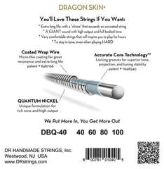Cordas para baixo DR Strings Dragon Skin+ Coated Nickel Light 40-100 Cordas para baixo - 3