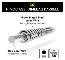 E-ģitāras stīgas DR Strings HI-VOLTAGE DIMEBAG DARRELL - Nickel Plated Electric Guitar Strings: Medium 10-46 - 4