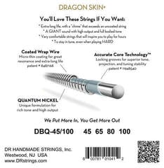 Žice za bas gitaru DR Strings Dragon Skin+ Coated Nickel Medium Light 45-100 Žice za bas gitaru - 3