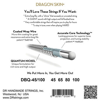 Struny pro baskytaru DR Strings Dragon Skin+ Coated Nickel Medium Light 45-100 Struny pro baskytaru - 4