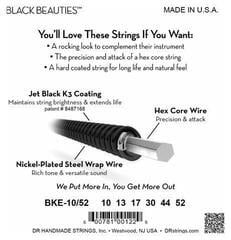 E-gitarstrenger DR Strings BKE-10/52 Black Beauties - Black Colored Electric Guitar Strings: Medium to Heavy 10-52 - 3