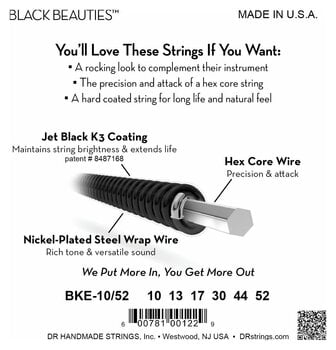 Cordas para guitarra elétrica Mi DR Strings BKE-10/52 Cordas para guitarra elétrica Mi - 4