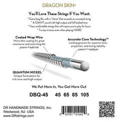 Corzi pentru chitare bas DR Strings Dragon Skin+ Coated Nickel Medium 45-105 Corzi pentru chitare bas - 3