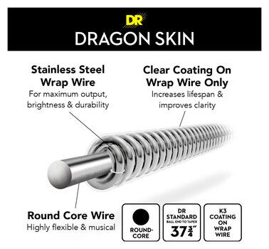 Žice za bas gitaru DR Strings Dragon Skin+ Coated Nickel Medium 45-105 Žice za bas gitaru - 5