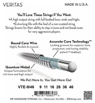 Struny pro elektrickou kytaru DR Strings VTE-9/46 Veritas Struny pro elektrickou kytaru - 4