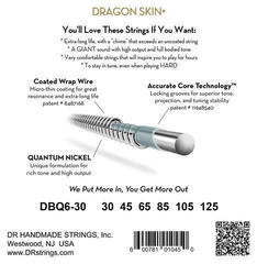 Bass guitar strings DR Strings Dragon Skin+ Coated Nickel 6-String Medium 30-125 Bass guitar strings - 3