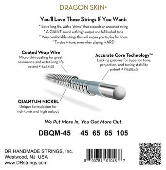 Struny pro baskytaru DR Strings Dragon Skin+ Coated Nickel Medium 45-105 Tapered Multi-Scale Struny pro baskytaru - 4