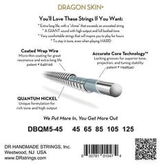 Corde Basso 5 Corde DR Strings Dragon Skin+ Coated Nickel 5-String Medium 45-125 Tapered Multi-Scale Corde Basso 5 Corde - 3