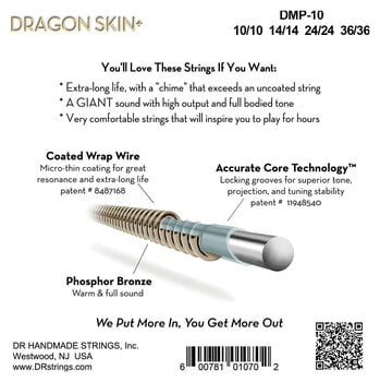 Struny pro mandolínu DR Strings Dragon Skin+ Coated Light 10-36 Struny pro mandolínu - 4