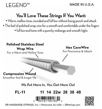 E-guitar strings DR Strings Legend Flatwound Light 11-48 E-guitar strings - 4