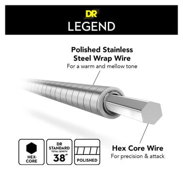 E-guitar strings DR Strings Legend Flatwound Light 11-48 E-guitar strings - 5