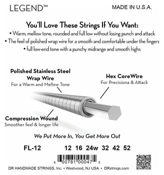 Cuerdas para guitarra eléctrica DR Strings Legend Flatwound Medium 12-52 Cuerdas para guitarra eléctrica - 4