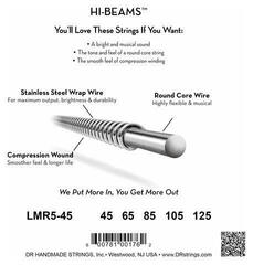 Basskitarri keeled DR Strings HI-BEAM - Stainless Steel Bass Strings: 5-String Medium 45-125 X-long Scale - 3