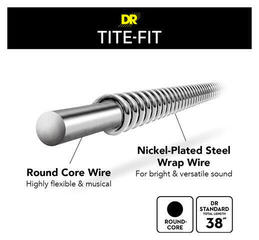 E-ģitāras stīgas DR Strings TITE-FIT - Nickel Plated Electric Guitar Strings: Medium 10-46 - 4