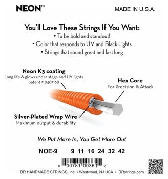 Struny pro elektrickou kytaru DR Strings NOE-9 Neon Struny pro elektrickou kytaru - 4