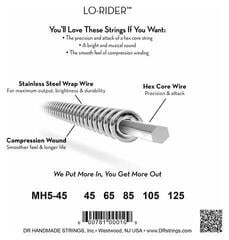 Basskitarri keeled DR Strings LO-RIDER - Stainless Steel Bass Strings: 5-String Medium 45-125 - 3