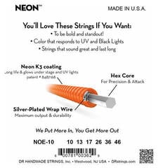 E-guitar strings DR Strings NOE-10 Neon E-guitar strings - 3