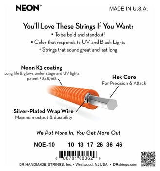 Struny pro elektrickou kytaru DR Strings NOE-10 Neon Struny pro elektrickou kytaru - 4