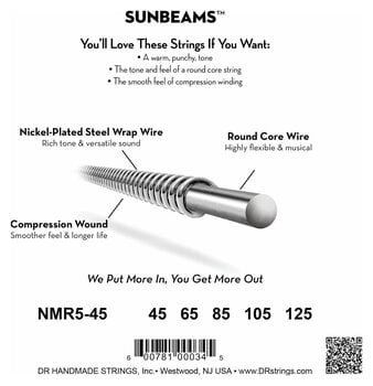 Struny pro 5-strunnou baskytaru DR Strings NMR5-45 Struny pro 5-strunnou baskytaru - 4