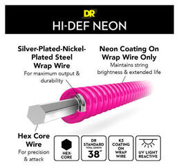 Cordas para guitarra elétrica Mi DR Strings NPE-9 Neon Cordas para guitarra elétrica Mi - 4