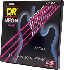 Basskitarri keeled DR Strings HI-DEF NEON - PINK Colored Bass Strings: 5-String Light 40-120 - 1