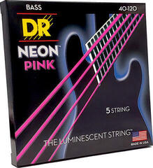 Basskitarri keeled DR Strings HI-DEF NEON - PINK Colored Bass Strings: 5-String Light 40-120 - 2