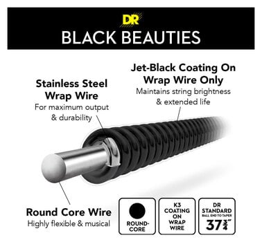 Cordas para baixo DR Strings BKB-50 Cordas para baixo - 5