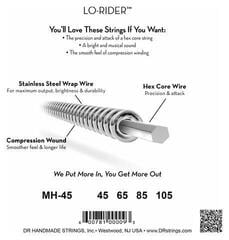 Basģitāras stīgas DR Strings LO-RIDER - Stainless Steel Bass Strings: Medium 45-105 - 3