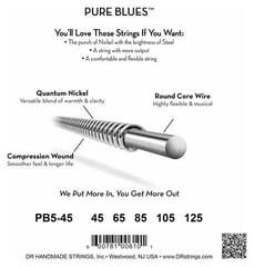 Basģitāras stīgas DR Strings PURE BLUES - Quantum Nickel Bass Strings: 5-String Medium 45-125 - 3