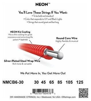 Struny pro 6-strunnou baskytaru DR Strings Neon Hi-Def MCB6-30 Struny pro 6-strunnou baskytaru - 4