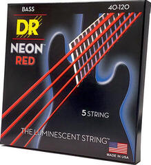 Basskitarri keeled DR Strings HI-DEF NEON - RED Colored Bass Strings: 5-String Light 40-120 - 1